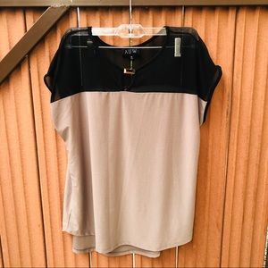 AUW Satin Half Sleeves Top In Cream and Black